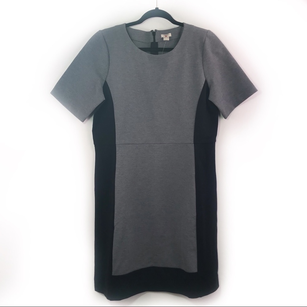 J. Crew Grey Black Color Block Zip Back Dress